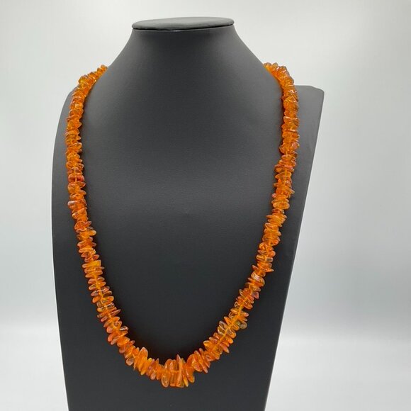 Vintage Genuine Baltic Amber Beaded Loop Necklace, Honey Butterscotch, Opera 22” - Picture 4 of 11